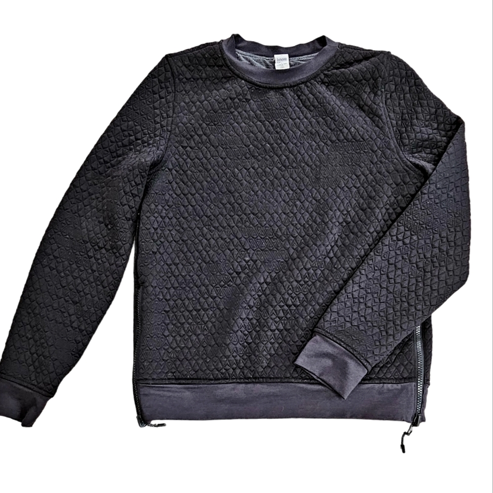 IVIVVA LULULEMON WHEREVER YOU GO QUILTED REVERSIBLE BLACK CREW SWEATSHIRT sz 14
